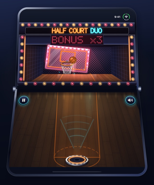 The final fifteen seconds: the backboard red and tilted, BONUS x3 lit across the scoreboard, a ball rising toward the rim.